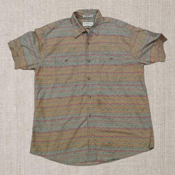 Orvis Other - ORVIS Men’s Button Front Sz XL 100% Cotton Aztec Print Outdoors Shirt Zig Zag